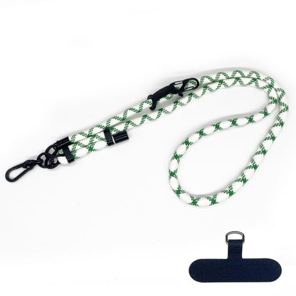 10mm Thick Rope Mobile Phone Anti-Lost Adjustable Lanyard Spacer(White Green Coarse Pattern) - Lanyards & Wrist Straps by buy2fix | Online Shopping UK | buy2fix