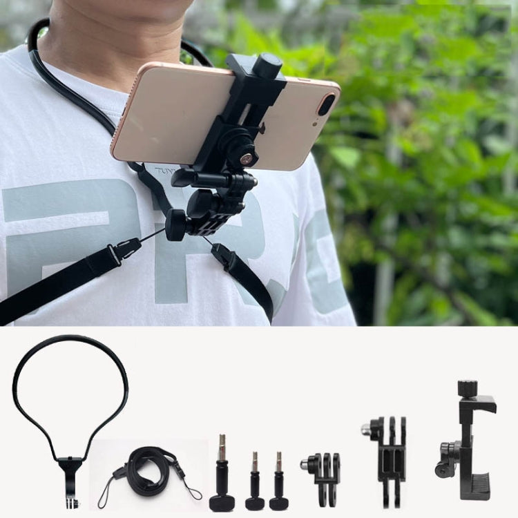 TUYU Camera Neck Holder Mobile Phone Chest Strap Mount For Video Shooting//POV, Spec: With Phone Clip (Black) by buy2fix