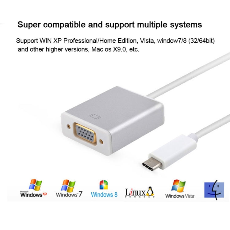 USB-C/Type-C To VGA HD Converter 1080P Laptop Connecting Display Mobile Phone Same Screen Line by buy2fix