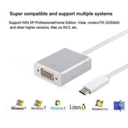 USB-C/Type-C To VGA HD Converter 1080P Laptop Connecting Display Mobile Phone Same Screen Line by buy2fix