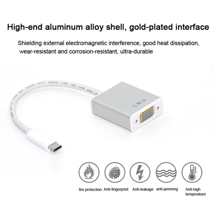 USB-C/Type-C To VGA HD Converter 1080P Laptop Connecting Display Mobile Phone Same Screen Line by buy2fix