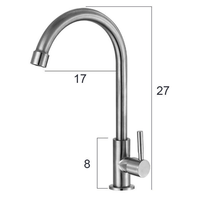 304 Stainless Steel Kitchen Rotatable Sink Faucet(60cm Pipe+Single Cold Curve) by buy2fix