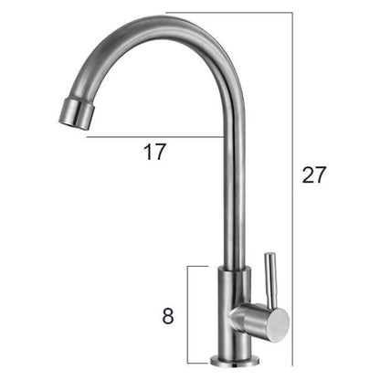 304 Stainless Steel Kitchen Rotatable Sink Faucet(60cm Pipe+Single Cold Curve) by buy2fix