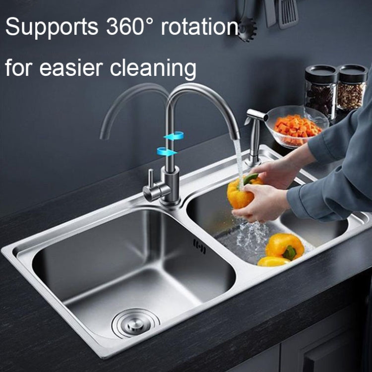 304 Stainless Steel Kitchen Rotatable Sink Faucet(60cm Pipe+Single Cold Curve) by buy2fix