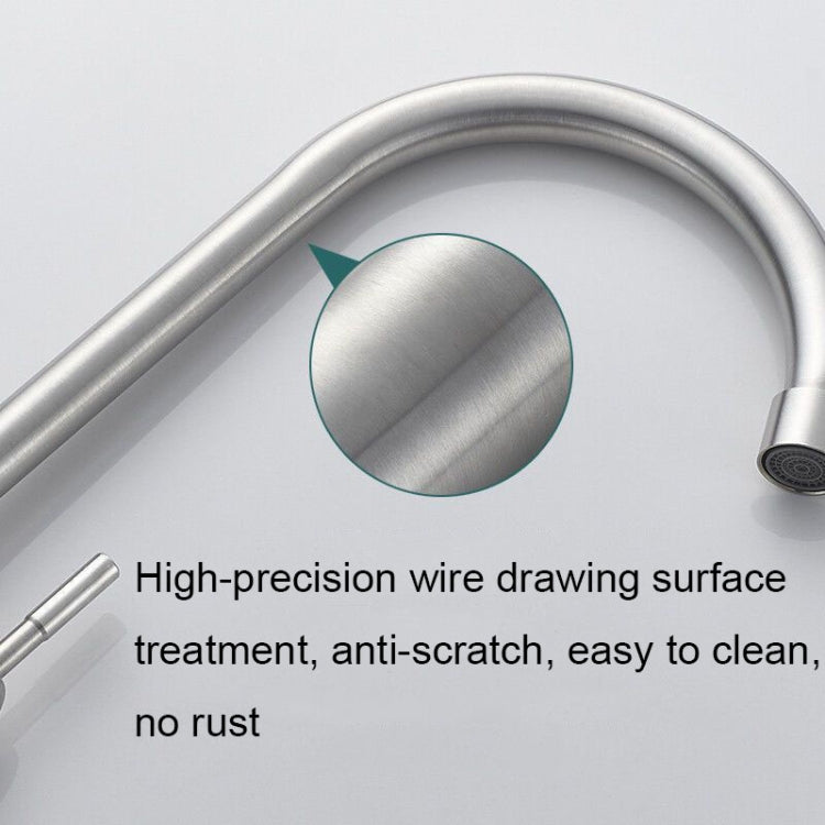 304 Stainless Steel Kitchen Rotatable Sink Faucet(60cm Pipe+Single Cold Curve) by buy2fix
