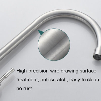 304 Stainless Steel Kitchen Rotatable Sink Faucet(60cm Pipe+Single Cold Curve) by buy2fix