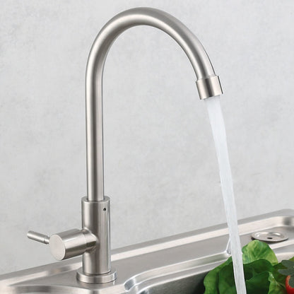 304 Stainless Steel Kitchen Rotatable Sink Faucet(60cm Pipe+Single Cold Curve) by buy2fix