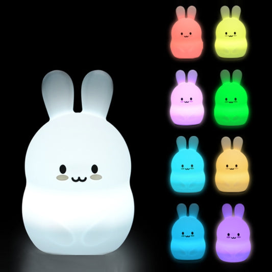 Rabbit Silicone Pat Night Light Children Gift Color Changing Lamp, Specification: Charging Remote Control by buy2fix