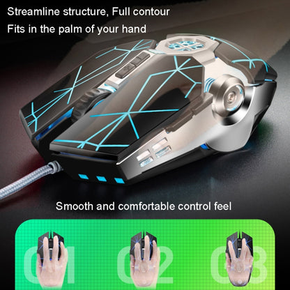 K-Snake Q7 Game Wired 7 Color Illuminated USB 4000 DPI Mechanical Mouse(Scrub Black) - Wired Mice by K-Snake | Online Shopping UK | buy2fix