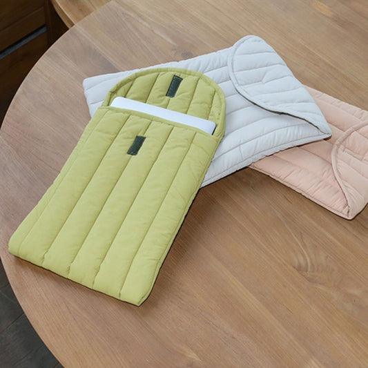 12.9-13.3 inch Flat Cotton Embroidery Inner Bag Lightweight Space Cotton Protective Case(Yellow Green) by buy2fix