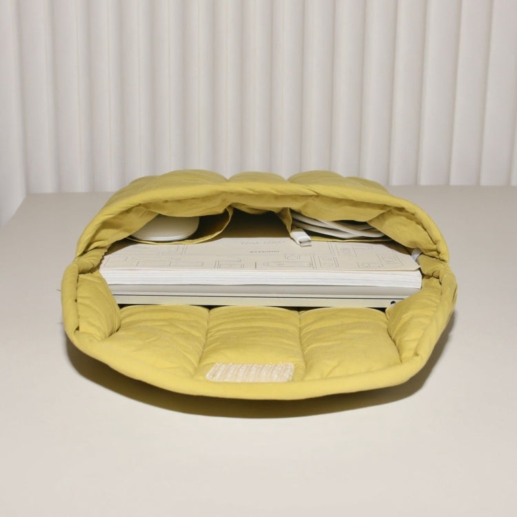 9.7-11 inch Flat Cotton Embroidery Inner Bag Lightweight Space Cotton Protective Case(Yellow Green) by buy2fix