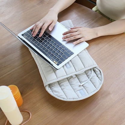 9.7-11 inch Flat Cotton Embroidery Inner Bag Lightweight Space Cotton Protective Case(Gray White) by buy2fix