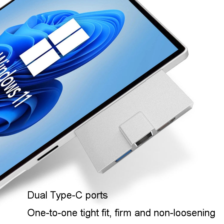 For Surface Pro 8 / 9 / X Dual Type-C Computer Expansion Hub 7 In 1 Docking Station by buy2fix