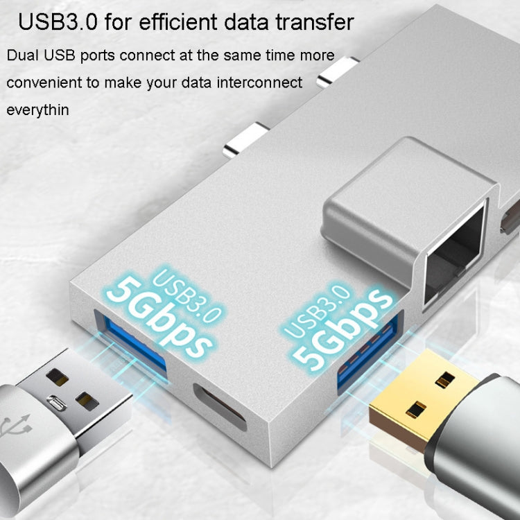 For Surface Pro 8 / 9 / X Dual Type-C Computer Expansion Hub 7 In 1 Docking Station by buy2fix