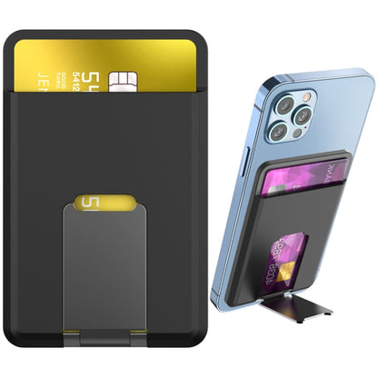 For IPhone 15 AhaStyle PT133-H Phone Magnetic Card Holder Stand Organizer Card Case(Black) - Adhesive Card Holders by AhaStyle | Online Shopping UK | buy2fix