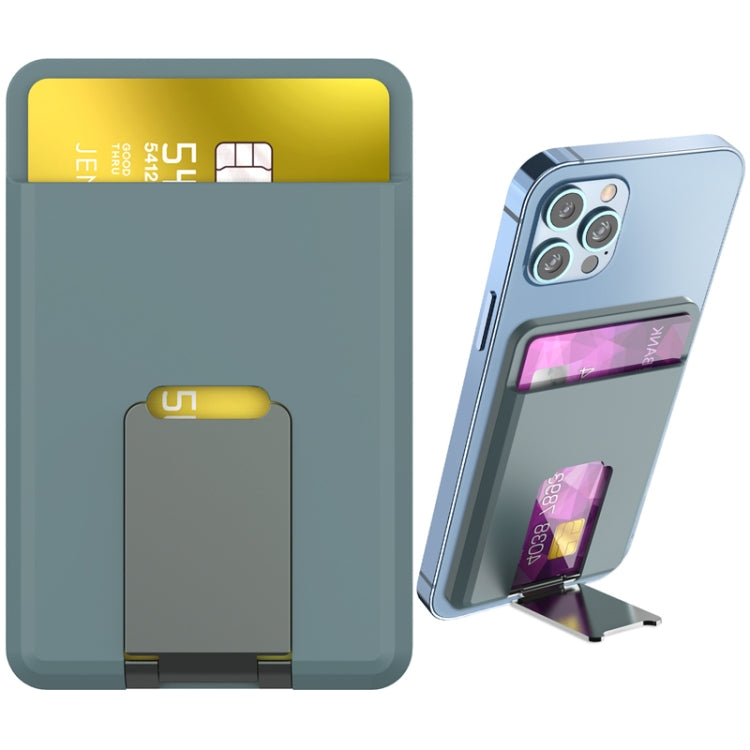 For IPhone 15 AhaStyle PT133-H Phone Magnetic Card Holder Stand Organizer Card Case(Green) - Adhesive Card Holders by AhaStyle | Online Shopping UK | buy2fix