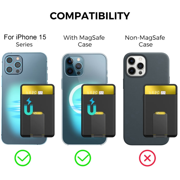 For IPhone 15 AhaStyle PT133-H Phone Magnetic Card Holder Stand Organizer Card Case(Green) - Adhesive Card Holders by AhaStyle | Online Shopping UK | buy2fix