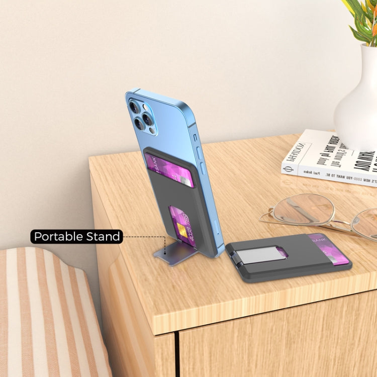 For IPhone 15 AhaStyle PT133-H Phone Magnetic Card Holder Stand Organizer Card Case(Green) - Adhesive Card Holders by AhaStyle | Online Shopping UK | buy2fix