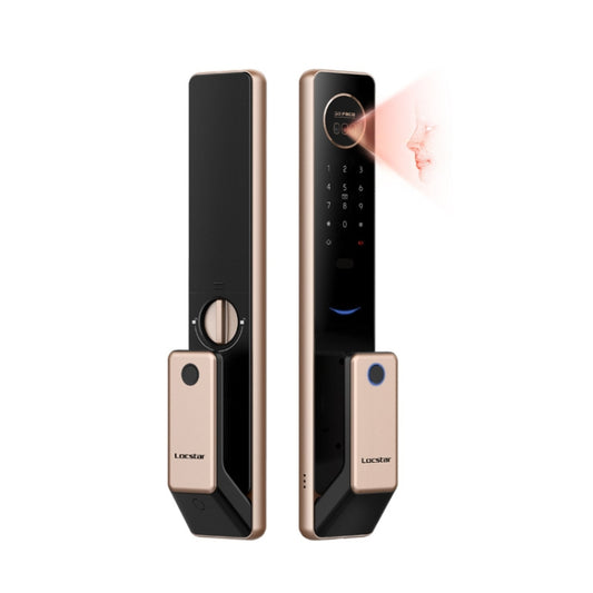 T100A 3D Face Recognition Fingerprint Code Card Digital Door Lock(Rose Gold) by buy2fix