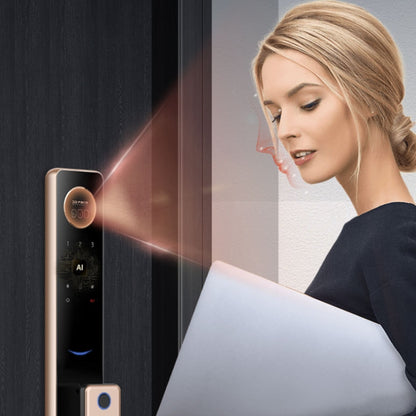 T100A 3D Face Recognition Fingerprint Code Card Digital Door Lock(Rose Gold) by buy2fix