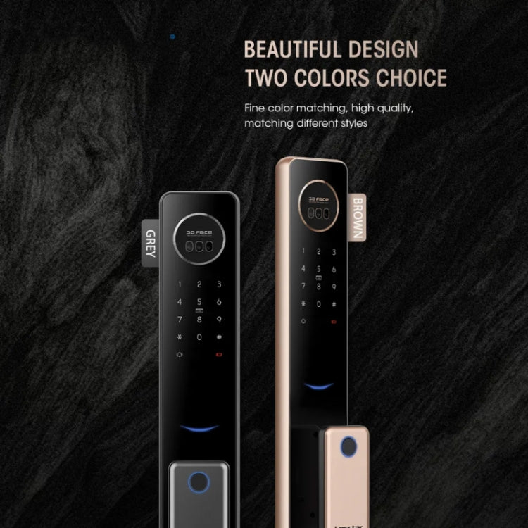 T100A 3D Face Recognition Fingerprint Code Card Digital Door Lock(Rose Gold) by buy2fix