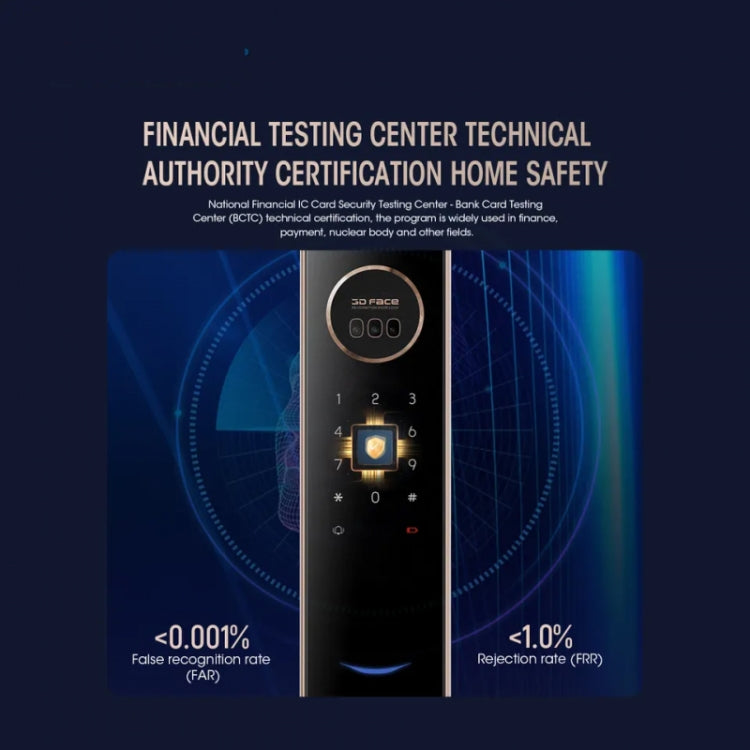 T100A 3D Face Recognition Fingerprint Code Card Digital Door Lock(Space Gray) by buy2fix