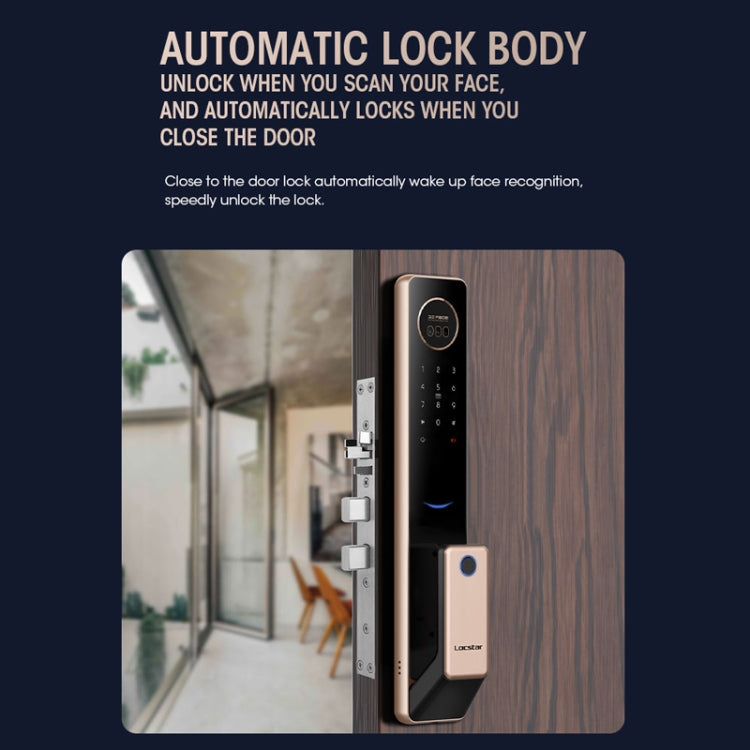 T100A 3D Face Recognition Fingerprint Code Card Digital Door Lock(Rose Gold) by buy2fix
