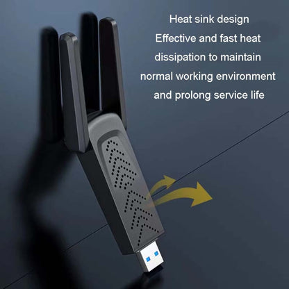 1300Mbps Wireless Network Card Gigabit Dual Band 5G Driverless Computer USB Network Card, Scope: 1300m by buy2fix