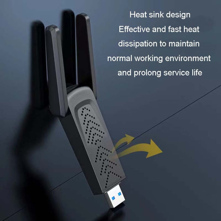 1300Mbps Wireless Network Card Gigabit Dual Band 5G Driverless Computer USB Network Card, Scope: 600m by buy2fix