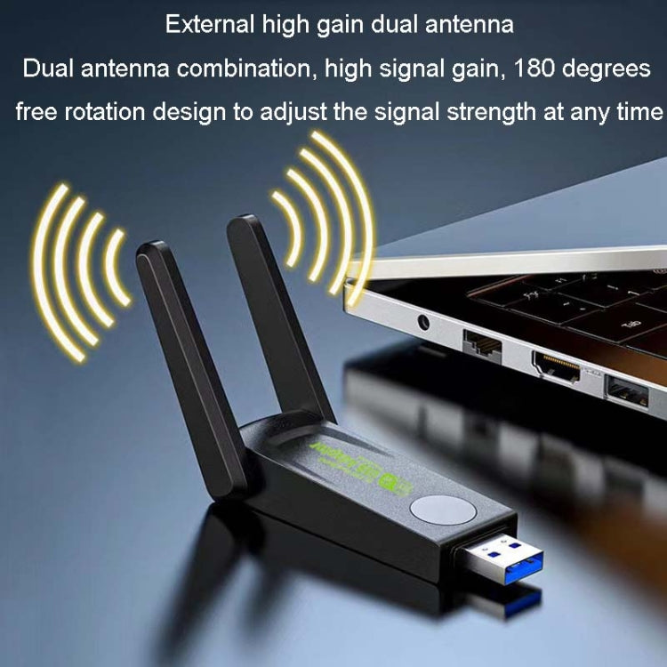 1300Mbps Wireless Network Card Gigabit Dual Band 5G Driverless Computer USB Network Card, Scope: 600m by buy2fix