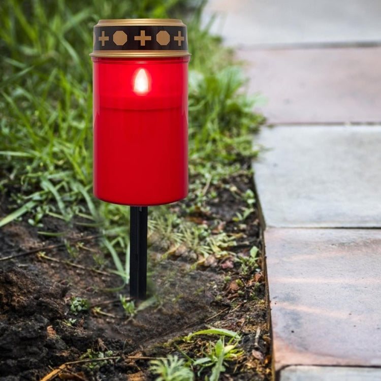 Solar Induction Graves Light Outdoor Waterproof LED Candle Light, Spec: Without Ground Nails Red by buy2fix
