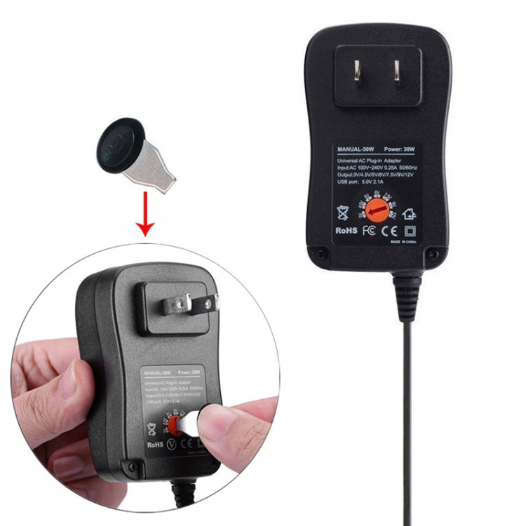 30W USB Interface Adjustable Power Adapter With Power Monitoring LED Light, Specification: AU Plug - Power Supplies by buy2fix | Online Shopping UK | buy2fix