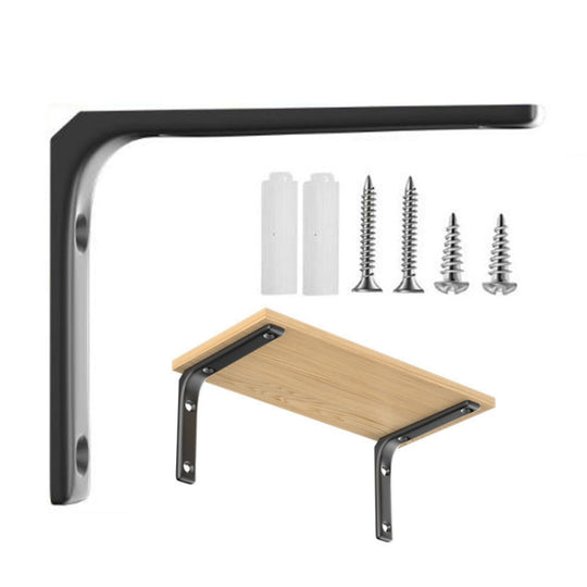 125x125mm Arc Triangle Bracket Stainless Steel I Type Support Holder With Screw(Black)