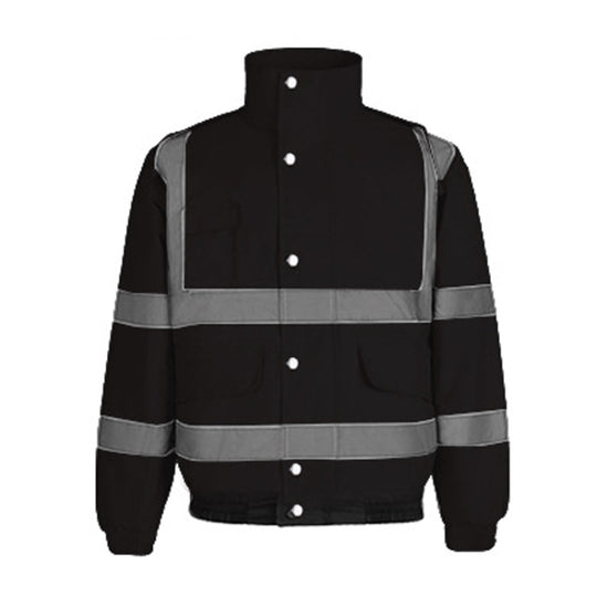 Winter Warm Waterproof Short Multi-pocket Reflective Cotton Jacket, Size: M(Black)