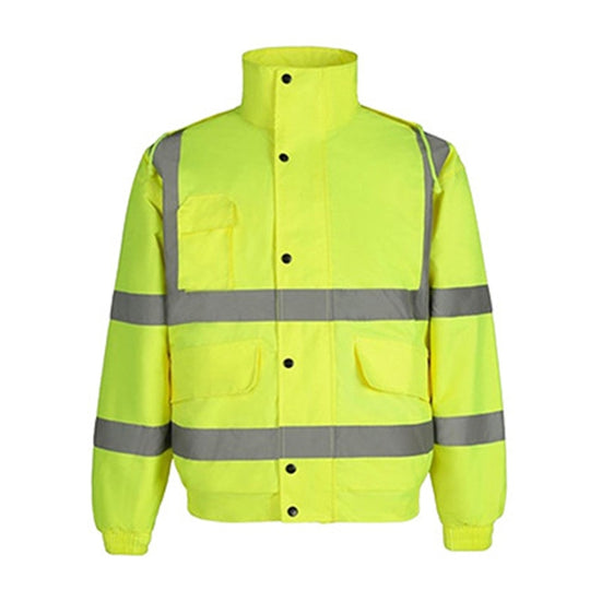 Winter Warm Waterproof Short Multi-pocket Reflective Cotton Jacket, Size: L(Fluorescent Yellow)