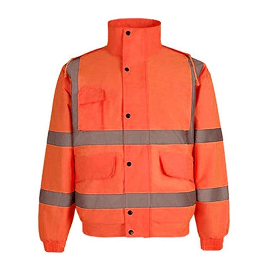 Winter Warm Waterproof Short Multi-pocket Reflective Cotton Jacket, Size: XL(Fluorescent Orange)