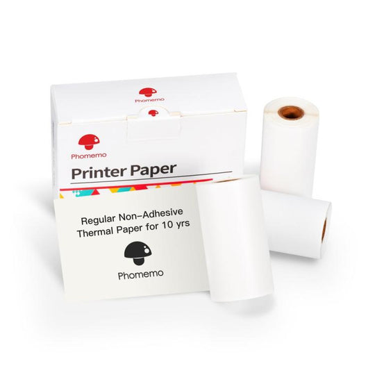 For Phomemo M02 / M02S / M02 Pro 3rolls /Pack 53mm 10 Years Black Print On White Paper Eyes Protection Beige Sticker Thermal Paper