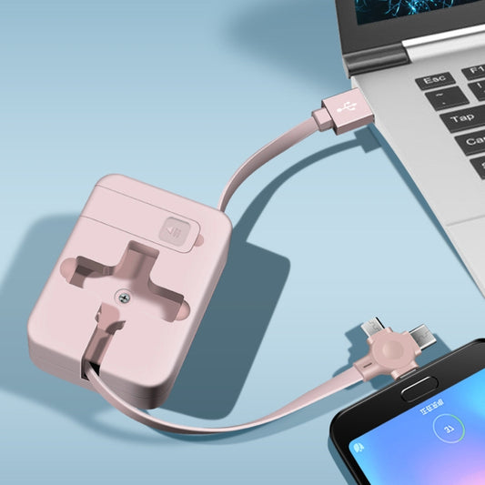 5-In-1 Telescopic Multifunctional Charging Cable Phone Bracket Function With Makeup Mirror(Pink) by buy2fix
