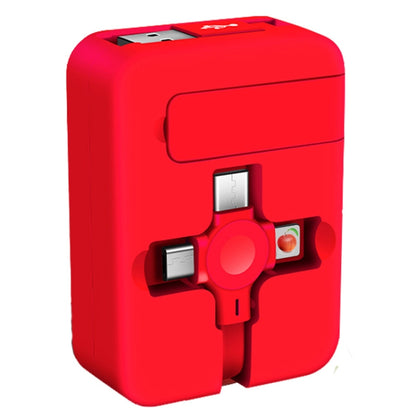 5-In-1 Telescopic Multifunctional Charging Cable Phone Bracket Function With Makeup Mirror(Red) by buy2fix