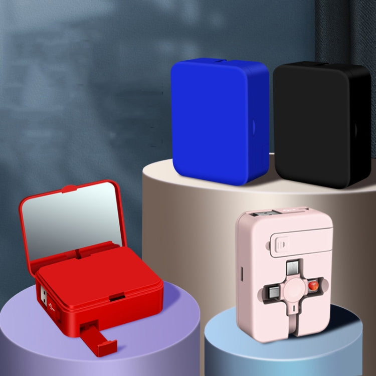 5-In-1 Telescopic Multifunctional Charging Cable Phone Bracket Function With Makeup Mirror(Black) by buy2fix