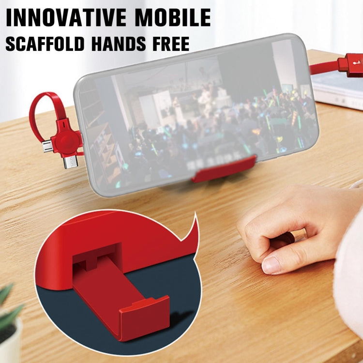 5-In-1 Telescopic Multifunctional Charging Cable Phone Bracket Function With Makeup Mirror(Red) by buy2fix