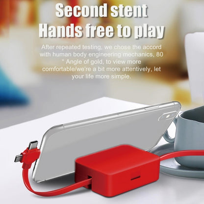 5-In-1 Telescopic Multifunctional Charging Cable Phone Bracket Function With Makeup Mirror(Red) by buy2fix