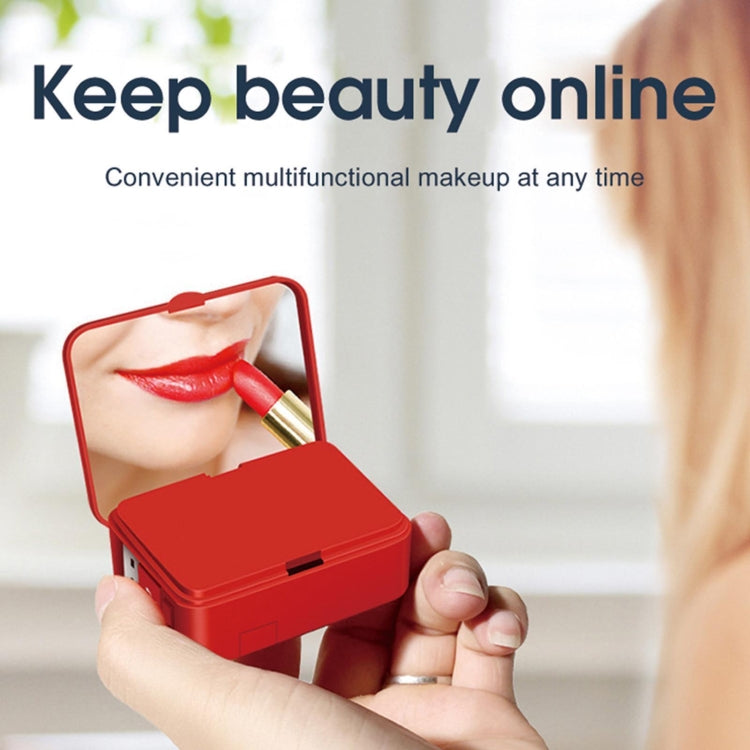 5-In-1 Telescopic Multifunctional Charging Cable Phone Bracket Function With Makeup Mirror(Red) by buy2fix