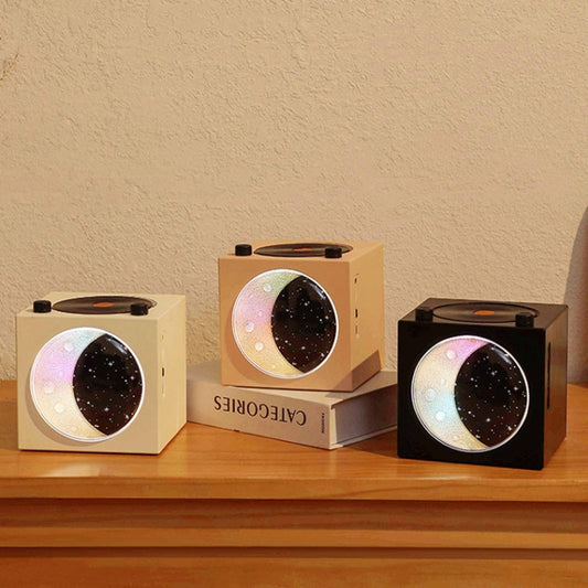 Moon Starry Sky Atmosphere Light Bluetooth Speaker Vinyl Record Audio(White) - Desktop Speaker by buy2fix | Online Shopping UK | buy2fix