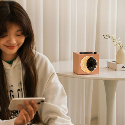 Moon Starry Sky Atmosphere Light Bluetooth Speaker Vinyl Record Audio(Pink) - Desktop Speaker by buy2fix | Online Shopping UK | buy2fix