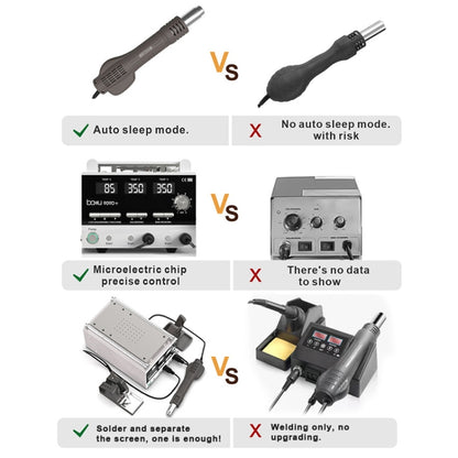 Baku BA-909D+ 750W 3 in 1 Hot Air Soldering Station Screen Remover for Mobile Phone EU Plug 220V - Soldering Iron Set by Baku | Online Shopping UK | buy2fix
