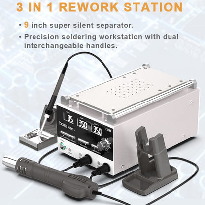 Baku BA-909D+ 750W 3 in 1 Hot Air Soldering Station Screen Remover for Mobile Phone US Plug 110V - Soldering Iron Set by Baku | Online Shopping UK | buy2fix