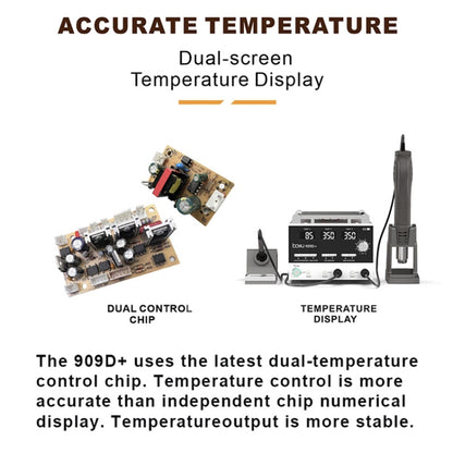 Baku BA-909D+ 750W 3 in 1 Hot Air Soldering Station Screen Remover for Mobile Phone EU Plug 220V - Soldering Iron Set by Baku | Online Shopping UK | buy2fix