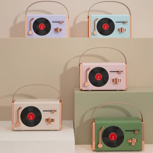 C220 Multifunctional Vinyl Record Player Speaker Portable Handheld Mini Retro Audio, Color: Cherry Pink - Mini Speaker by buy2fix | Online Shopping UK | buy2fix