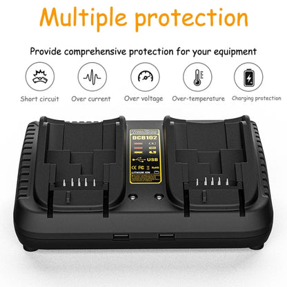 DCB102 For DeWalt 10.8V-20V Lithium Battery Dual Charger, Plug: EU by buy2fix